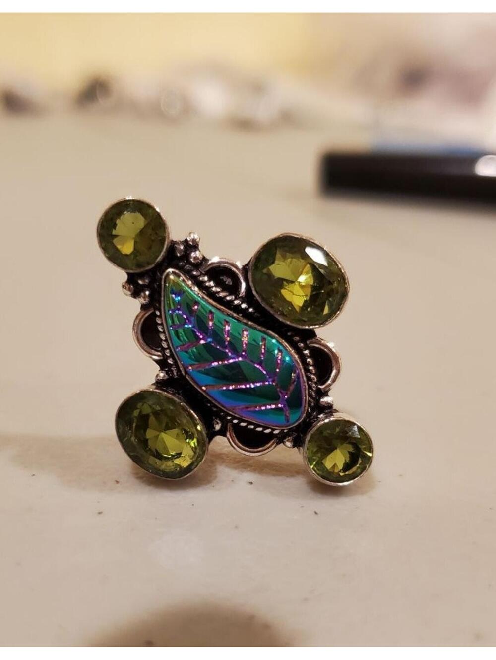 Rainbow titanium ring size 9